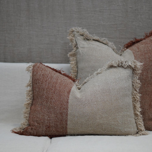 Hugo Linen Cushion Cover Rust / Natural 40 X 60 cm