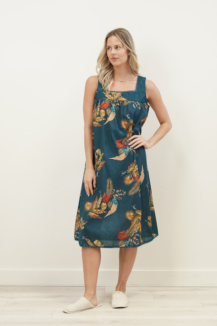 Autumn Leaf Petrol Blue Night Dress