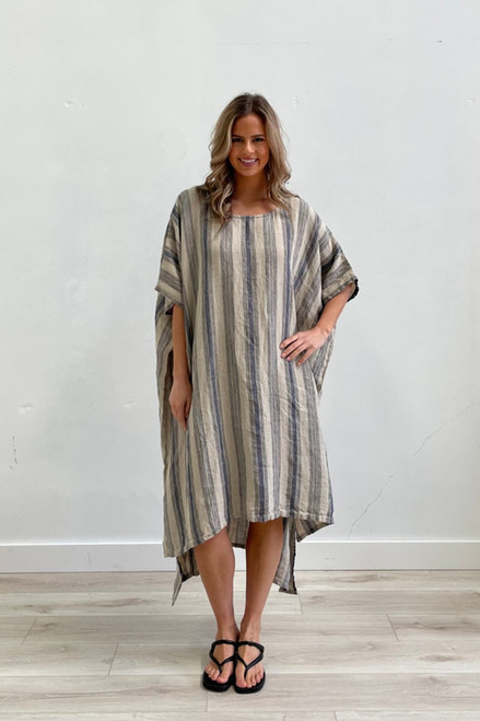 Erika Oversized Kaftan - Blue Horizon Stripe