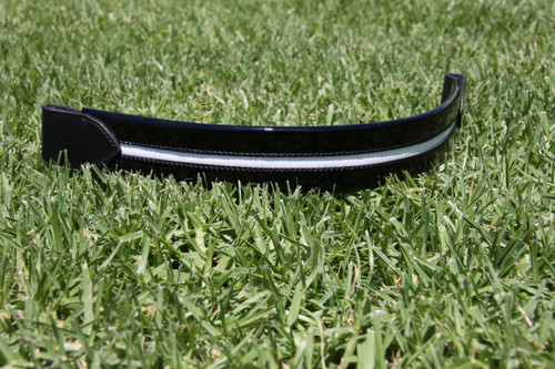 Black Patent Leather Flat Band Browband with White Patent Insert