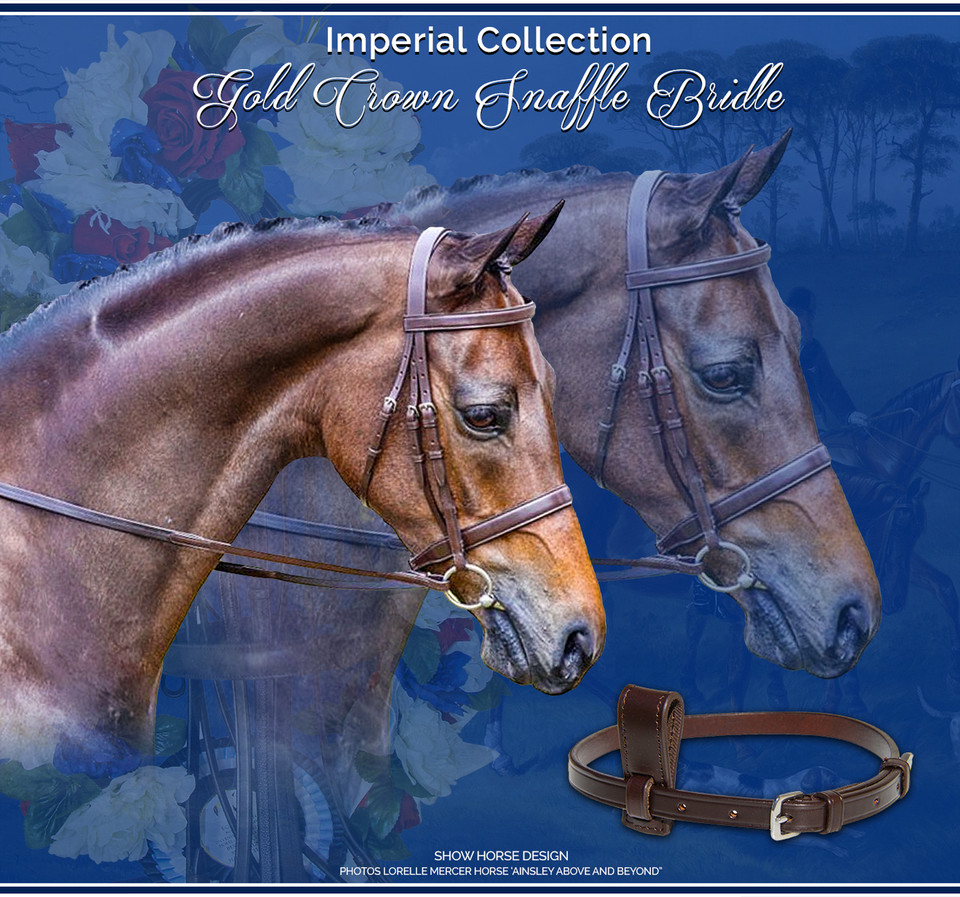 Imperial Collection Gold Crown Snaffle Bridle