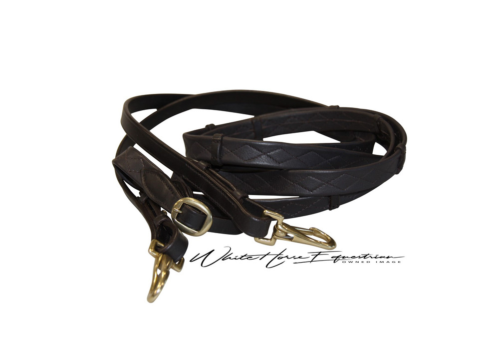 Diamond Stitched Nappa Reins with Brass Clips (these are available separately).
