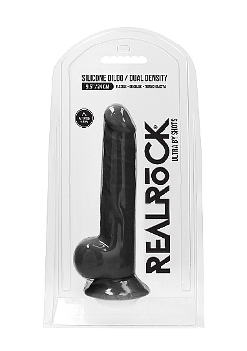 Shots Real Rock  Silicone Dual Density Dildo With Balls - 9.5 Inch