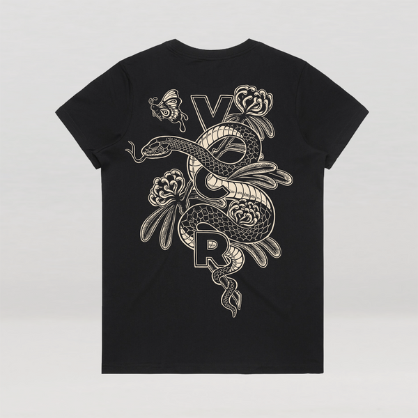 AS Colour - Women's Black Maple Shirt, large back Snake print