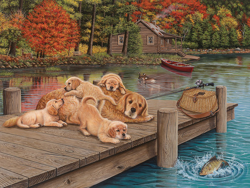 Cobble Hill Puzzle - Lazy Day On The Dock 275 Large Piece