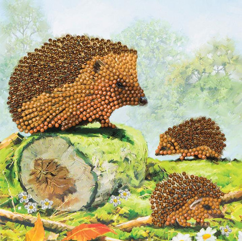 Crystal Art - Card Kit Happy Hedgehogs