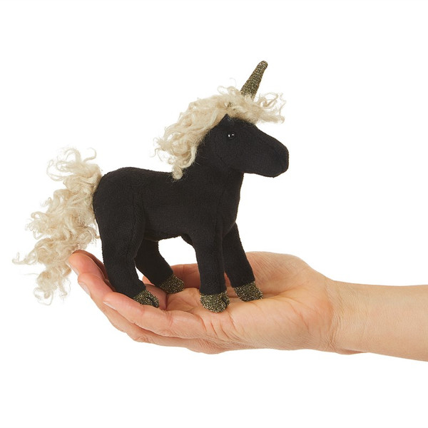 Folkmanis - Mini Black Unicorn Finger Puppet