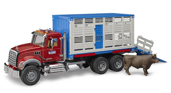 Bruder - MACK Granite Cattle Transport With 1 Cow