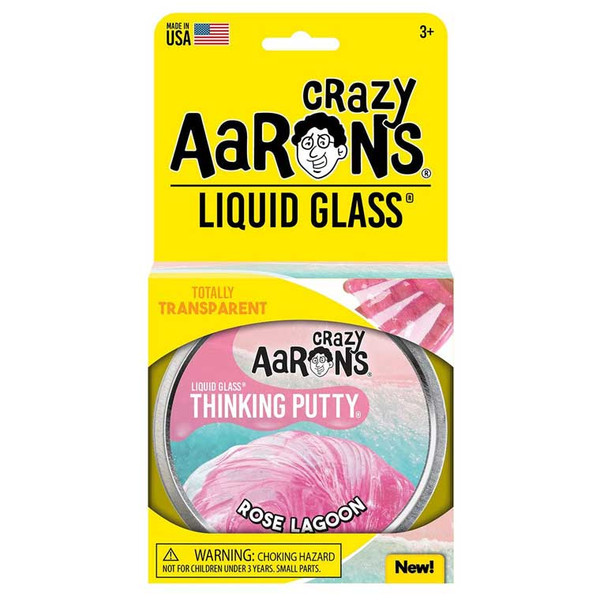 Crazy Aaron's Thinking Putty - 4" Tin - Liquid Glass - Rose Lagoon