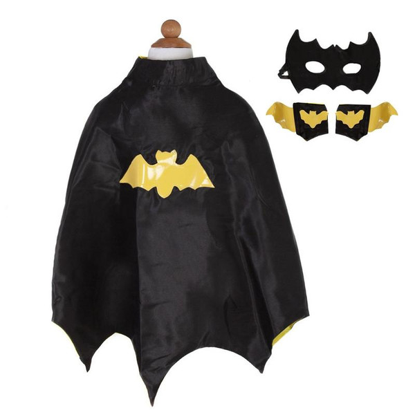 Great Pretenders - Bat Cape Set, Black/Yellow, Size 3-4