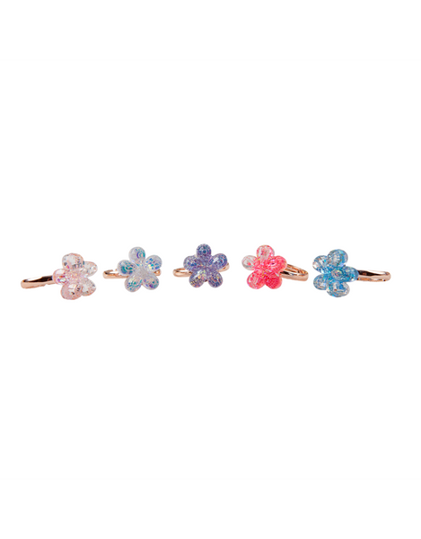 Boutique Shimmer Flower Rings 5 pieces