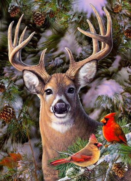 Cobble Hill - One Deer Two Cardinals 500 Piece Puzzle