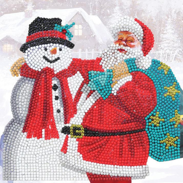 Crystal Art - Card Kit Santa & Snowman