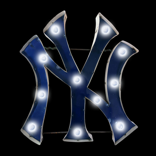 New York Yankees Logo Lighted Recycled Metal Sign