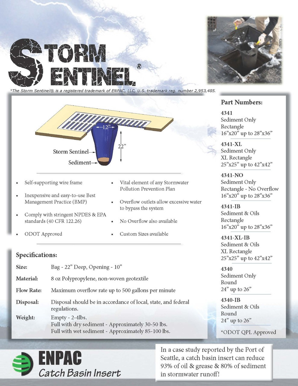 Storm Sentinel Catch Basin Insert - Sediment-Oils, (41 x 51cm up to 71 x 97cm)