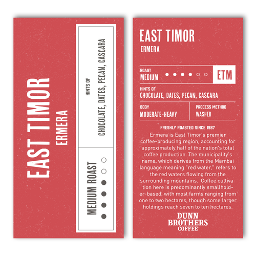 Coffee Bean Card-Medium Roast - East Timor - Pack of 50