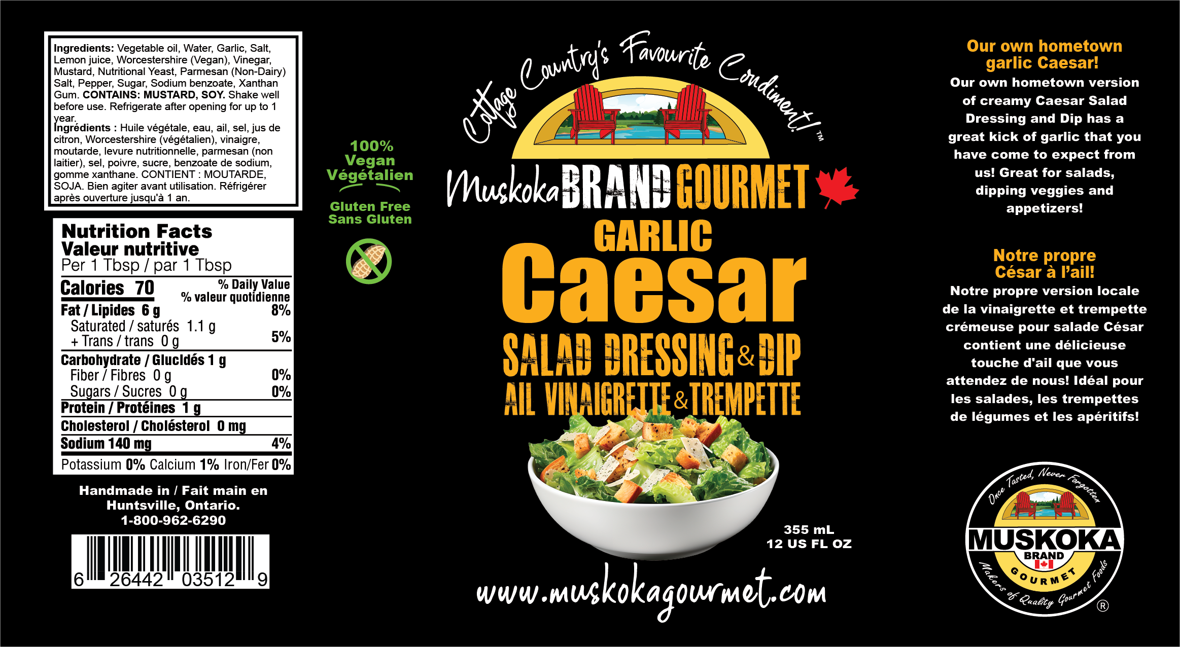 Our own hometown garlic Caesar! Our own hometown version of creamy Caesar Salad Dressing and Dip has a great kick of garlic that you have come to expect from us! Great for salads, dipping veggies and appetizers!