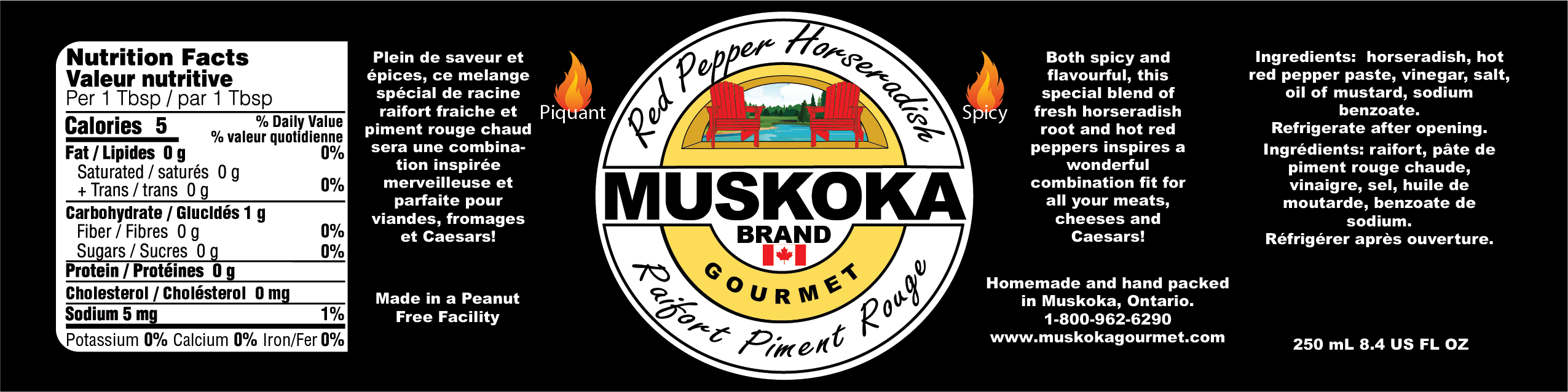 Red Pepper Muskoka Horseradish nutritional and information.