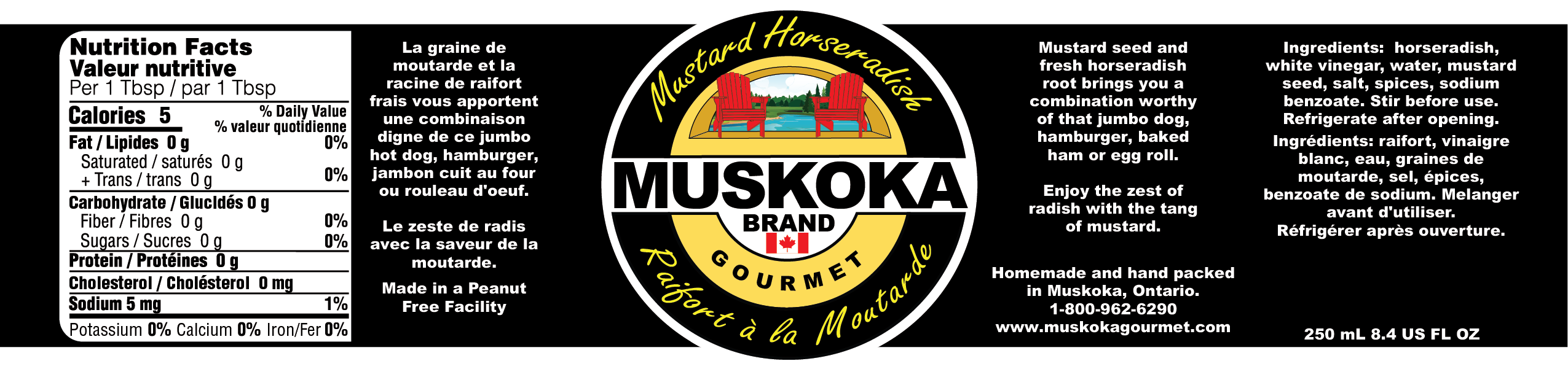 Muskoka horseradish mustard nutritional and information.