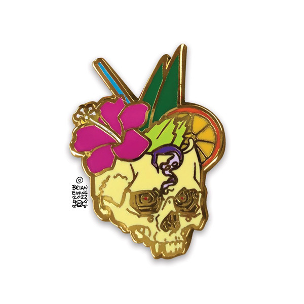 TIKI SKULL ENAMEL PIN