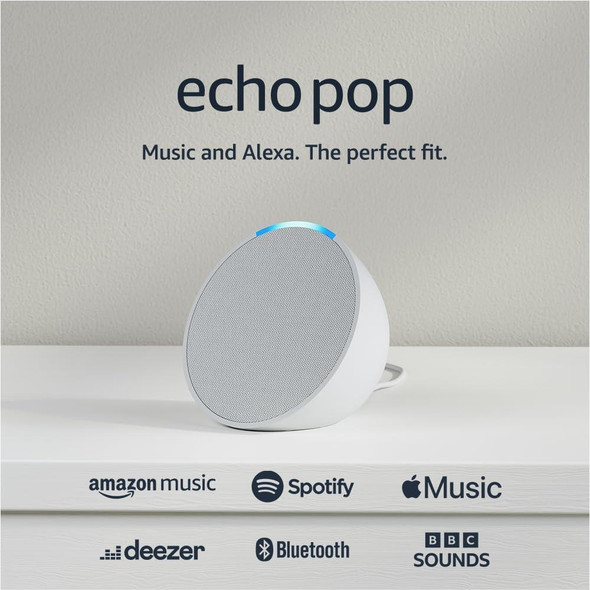 Amazon Echo Pop Smart Speaker With Alexa Glacier White