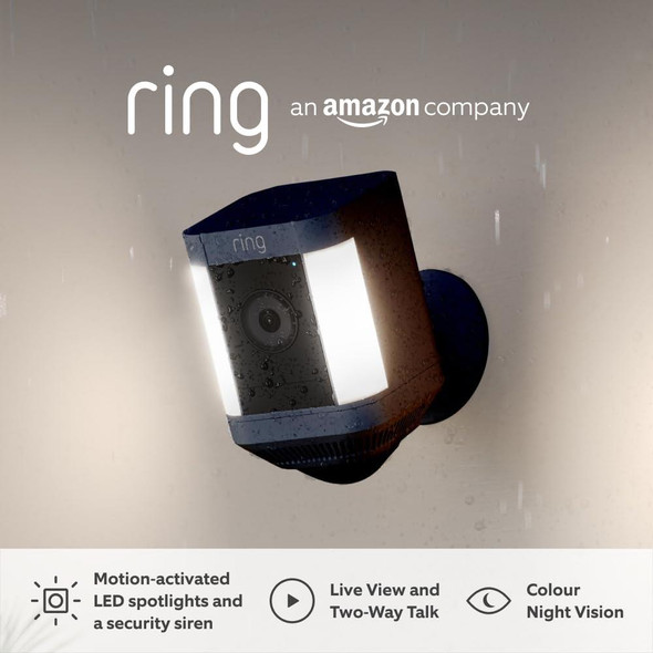 Ring Spotlight Cam Plus Battery | Wireless Outdoor Security Camera Black