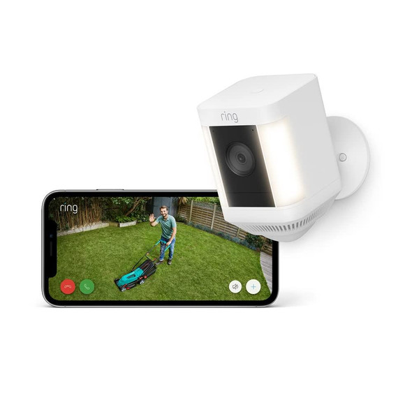 Ring Spotlight Cam Plus Battery Wireless Outdoor Security Camera White