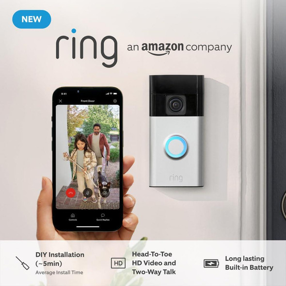 Ring Battery Video Doorbell 2024 Satin Nickel