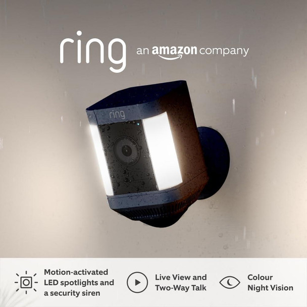 Ring Spotlight Cam Plus Battery | Wireless Outdoor Security Camera Black