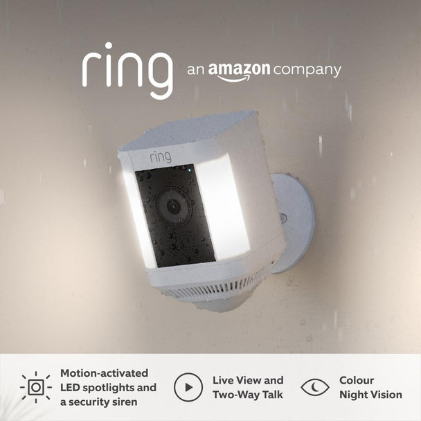 Ring Spotlight Cam Plus Battery Wireless Outdoor Security Camera White