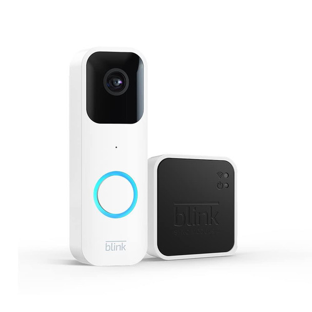 Blink Video Doorbell Wired or Battery with Sync Module 2- White