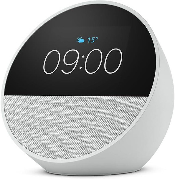 Amazon Echo Spot Smart Clock with Alexa Glacier White