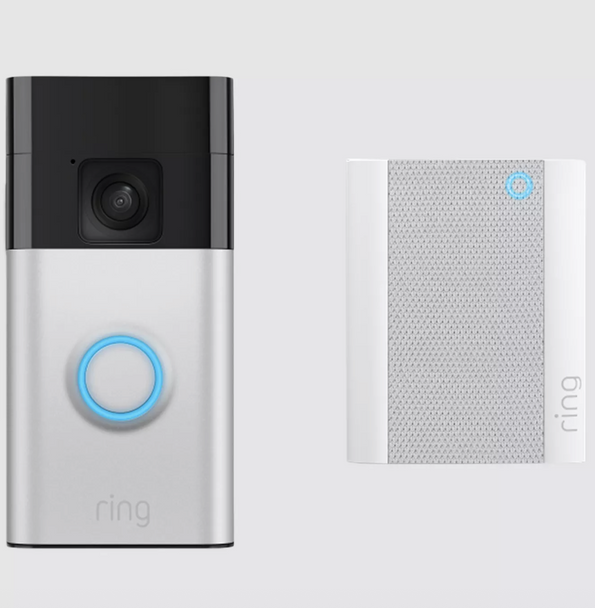 Ring Battery Video Doorbell with Chime 2nd Generation Satin Nickel