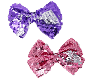 Pink Poppy Sparkle Princess Reversible Sequin Bow Pink or Purple HCM111 Pink Poppy Sparkle Princess Reversible Sequin Bow Pink or Purple HCM111