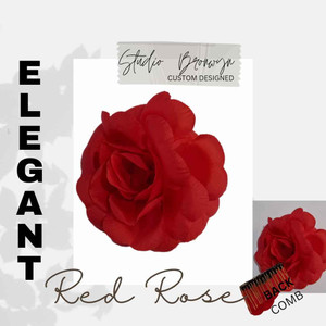 Elegant Red Rose Hair Comb