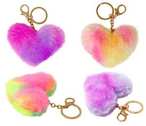 Pink Poppy Fluffy Heart Keyring or Bag Charm KYM002