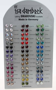 Isa Dambeck 9mm Stud Earing Swarovski Crystal Colours Isa Dambeck 9mm Stud Earing Swarovski Crystal Colours