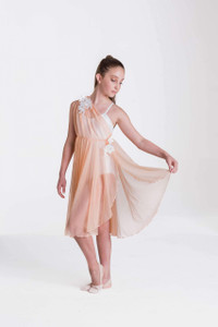 Grecian Lyrical Dress Apricot Front Grecian Lyrical Dress Apricot Front