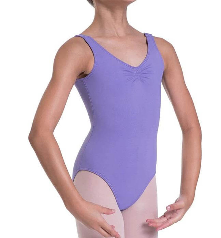 Overture Odetta Sleeveless Pleated Leotard L0828G Jacaranda Front