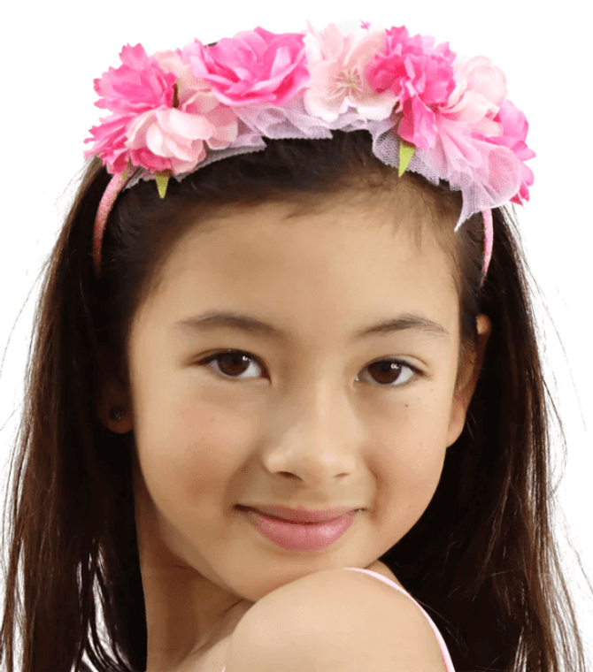 HB110 Pink Poppy Bellerina Floral Headband,  Ballerina Floral Headband, Pink