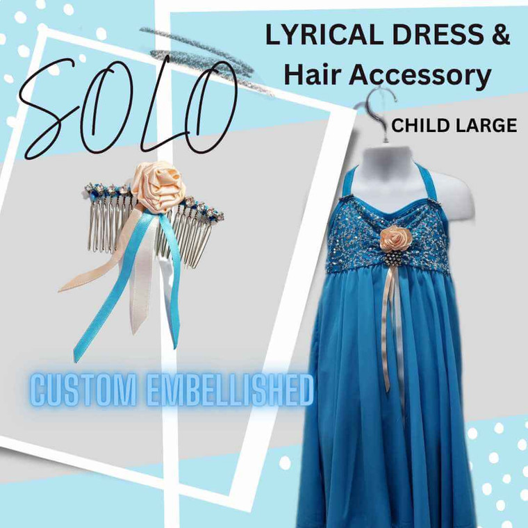 Custom Solo Sequin Lyrical Dress + Inc Hair Piece Child Large