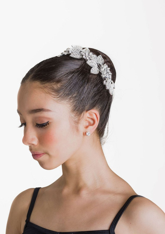 Glisten Silver Floral Diamonte Head Piece