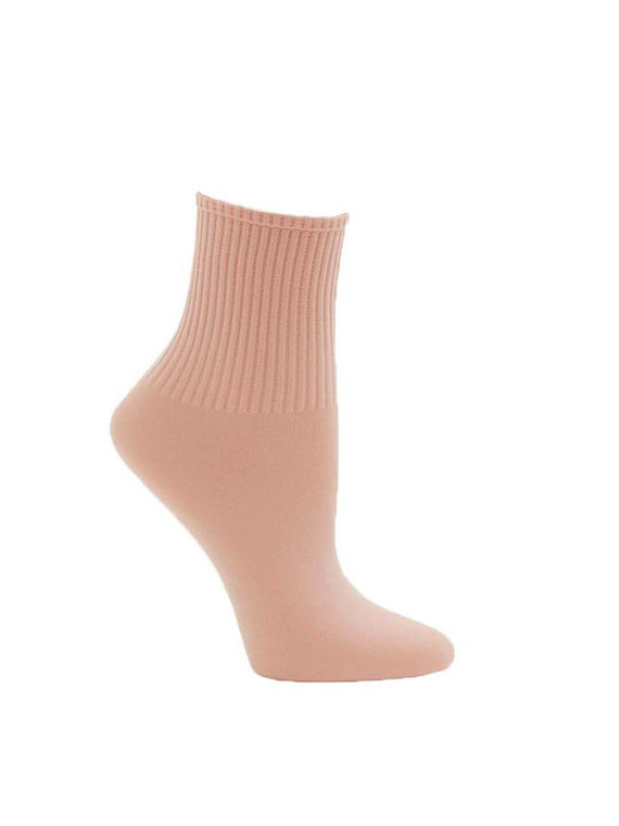 Salmon Pink Ribbed Dance Sock