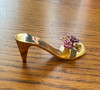 RUCINNI Jeweled Gold Heel Red Pink Mule Shoe with Jeweled Flowery Strap