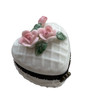 Porcelain Hinged Box  - Katherine's Collection White heart shape PINK flowers