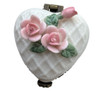 Porcelain Hinged Box - Katherine's Collection White heart shape PINK flowers (KA-19-90044HEART-PINK)