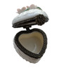 Porcelain Hinged Box - Katherine's Collection White heart shape PINK flowers (KA-19-90044HEART-PINK)