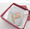 USA Jeweled Waving Flag and Tassel Brooch Pin