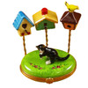 Cat W/Three Birdhouses Rochard Limoges Box