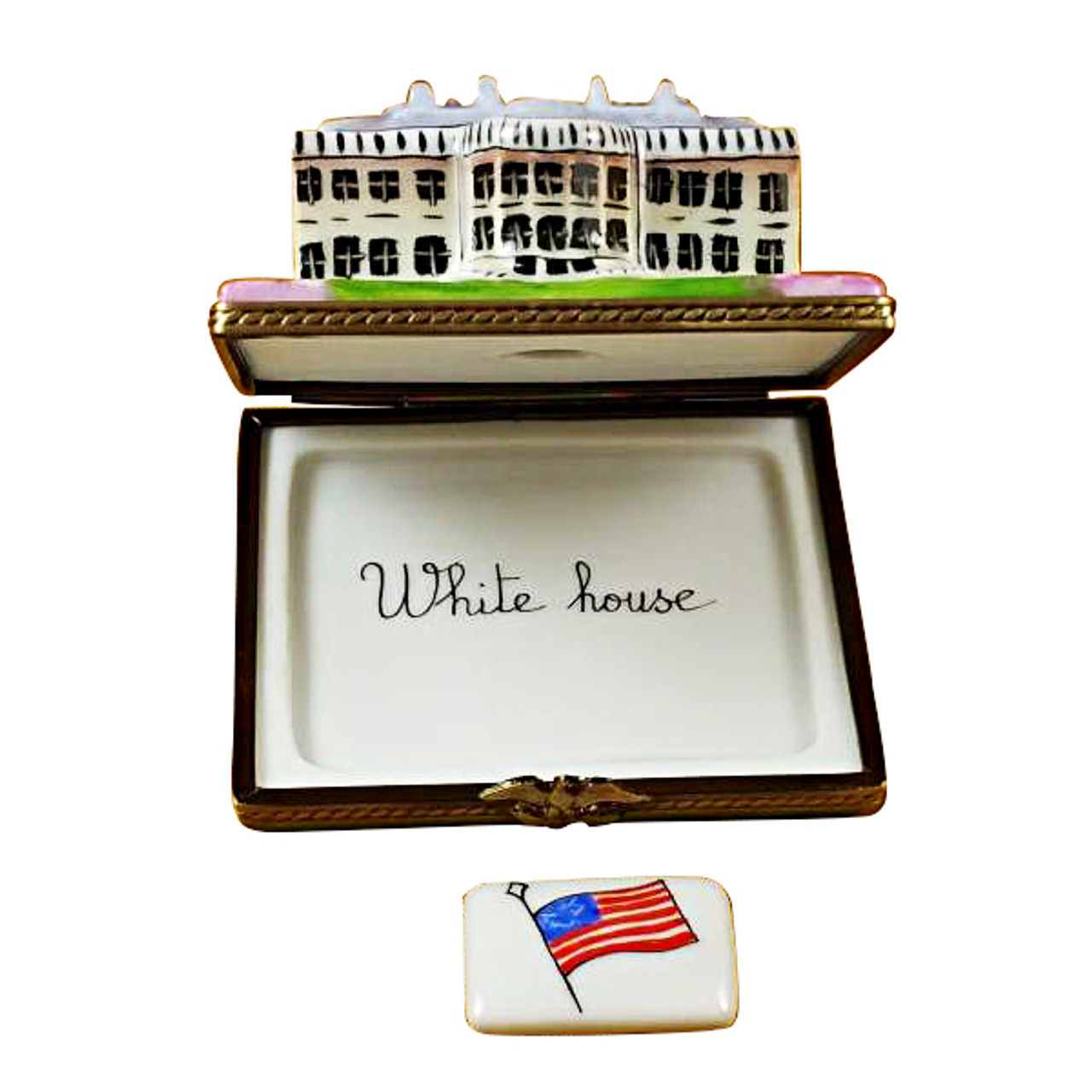 White House W/Removable Flag Rochard Limoges Box